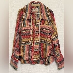 We The Free XS Boho Multicolor Woven Button-Down Shirt | Free People